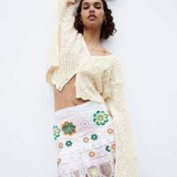 NEW Zara embroidered skirt skort cotton eyelet lace XS - Picture 2 of 4